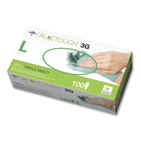 Medline Aloetouch 3G Synthetic Exam Gloves - CA Only, Green, Large, PK100 6MDS195176